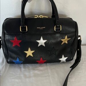 YSL Black Leather Star Satchel